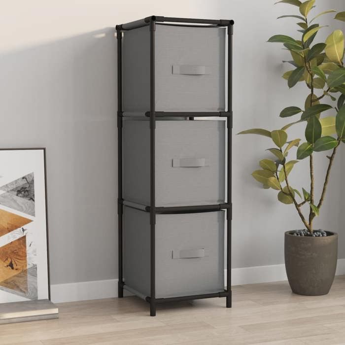 Clarence* Armoire de rangement - armoire en acier 3 tiroirs en tissu Gris 34x34x101 cm Acier &Europ9413601