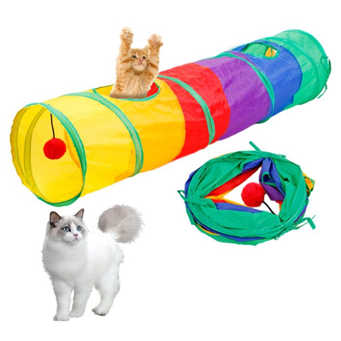 Meilleurs prix pour Tunnel pour chat dintérieur avec trous dobservation jouet froissé pour chat grand tunnel long pour chien et chat Label