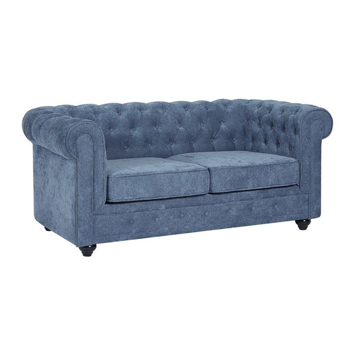Canapé 2 places en tissu bleu CHESTERFIELD