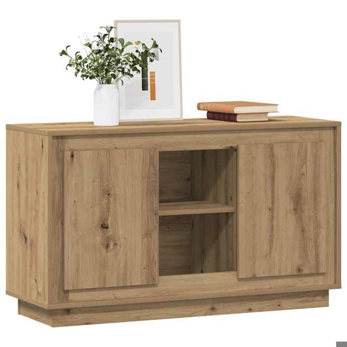 Brun Buffet de rangement - SOLOMOON - Commode salon - chêne artisanal 102x35x60 cm - bois dingénierie FR7398