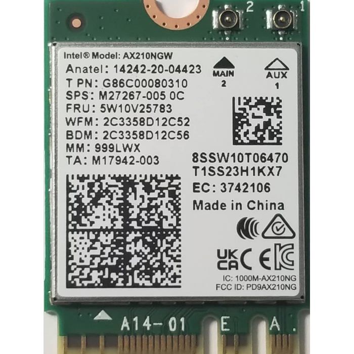Carte Réseau - Intel - AX210.NGWG - Wi-Fi 6E - Bluetooth 5.2 - Double Flux