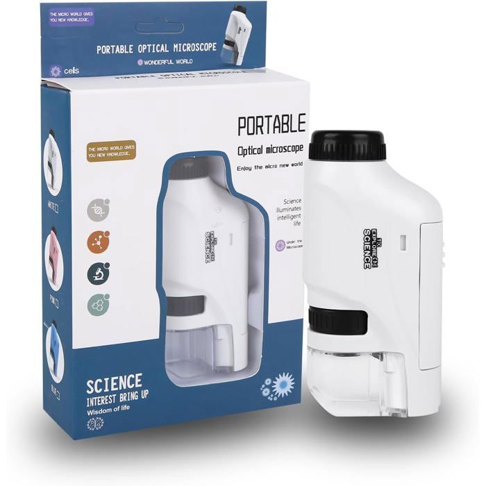 Microscope de Poche: Microscope Portable pour Enfants, Microscopes de Poche pour Enfant, Microscopes de Poches à éclairage LED pour Les Enfants, Les étudiants, L'observation Microbiologique