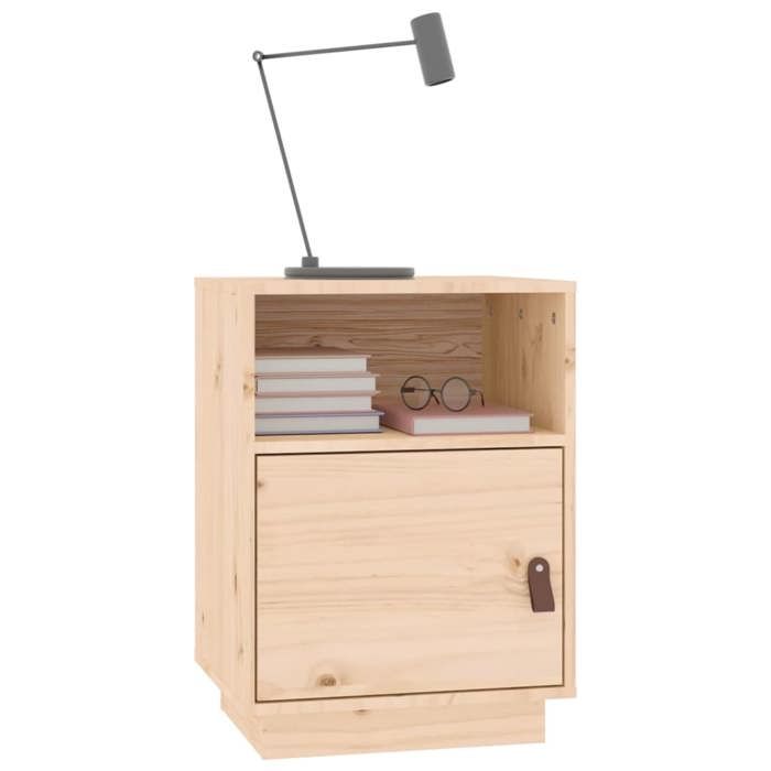 Tables de chevet en bois de pin - vidaXL - 40x34x55 cm - Bois de pin massif - 2 pièces - Compartiments de rangement