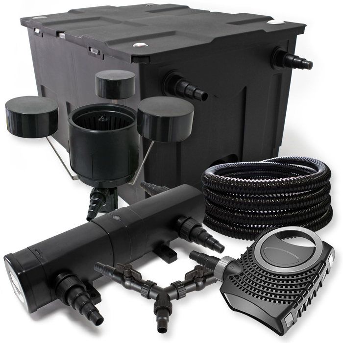 SunSun Kit complet: CBF-550 Filtre de bassin jusquà 60000 L NEO10000 pompe de filtration 10000l/h 80W CUV-224 lampe uv 24W 25m T