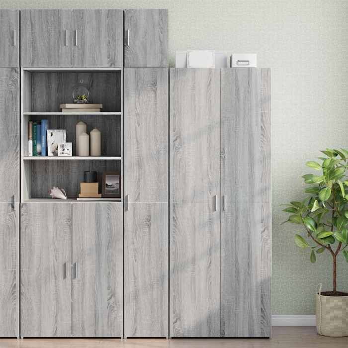 NEW 2026 Haut Armoire Classique Armoire de rangement pour salon mince sonoma gris 30x42 5x225 cm L4144