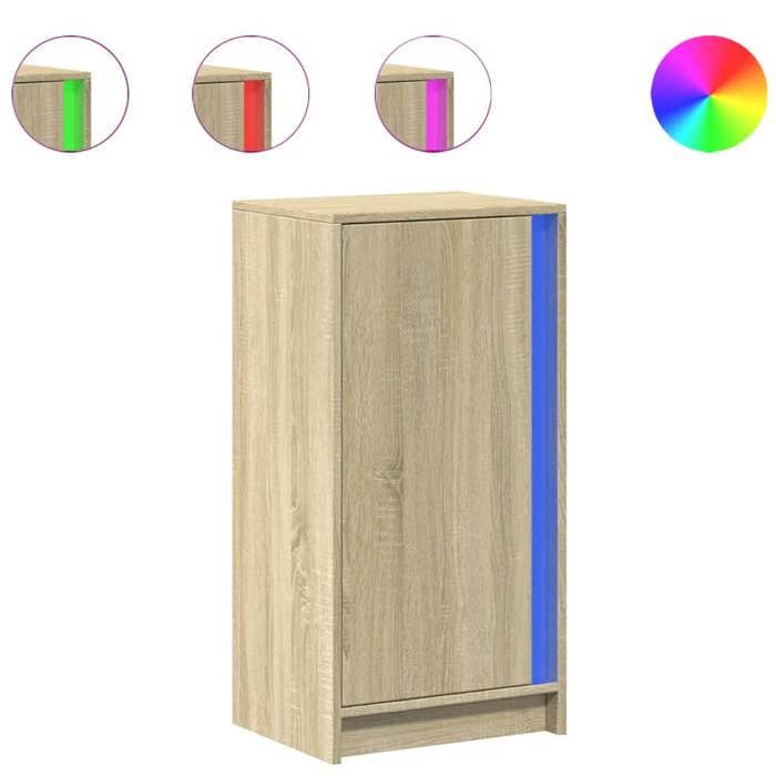ABOTT@Buffet Bahut KENNETH - avec LED - Meuble de rangement chêne sonoma 42 5x34x85cm - Bois dingénierie - 841279