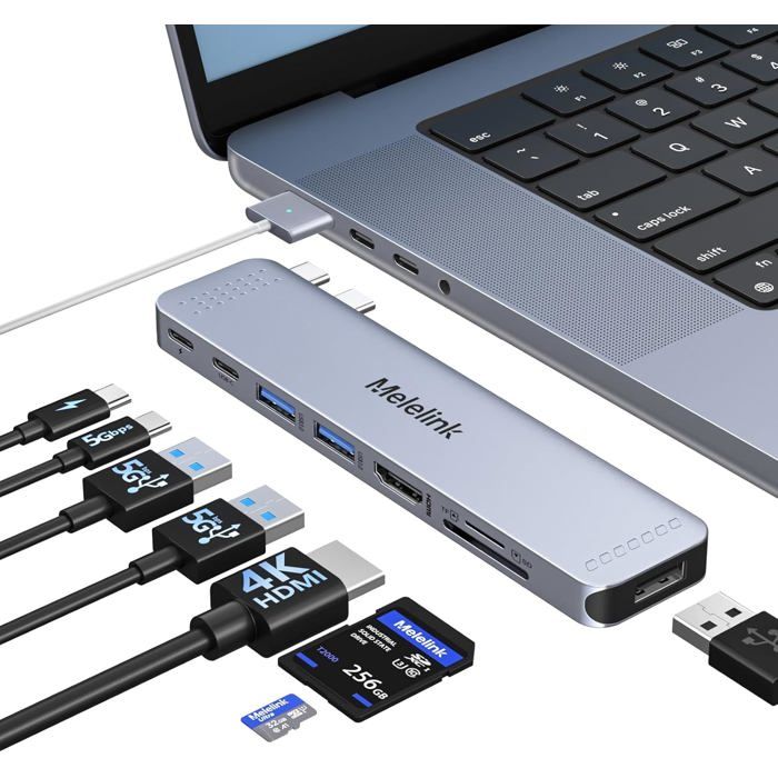 Adaptateur Mac Hdmi, Hub Usb C 8 En 2 Adaptateur Pour Macbook Pro/Air ...