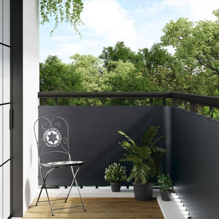 Canisse - brise-vue - brande Vidaxl Écran de balcon Gris foncé 400 x 80 cm polyrotin