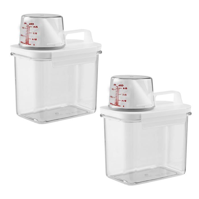 Distributeur Lessive 1100ml - 2 Pièces Transparent - Hermétique Tasse Mesure - Détergent Aucunely