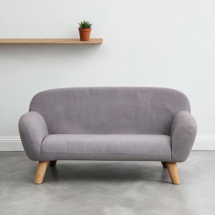 Fauteuil en Tissu polyester au toucher lin Gris clair 72 x 44 x 31 cm