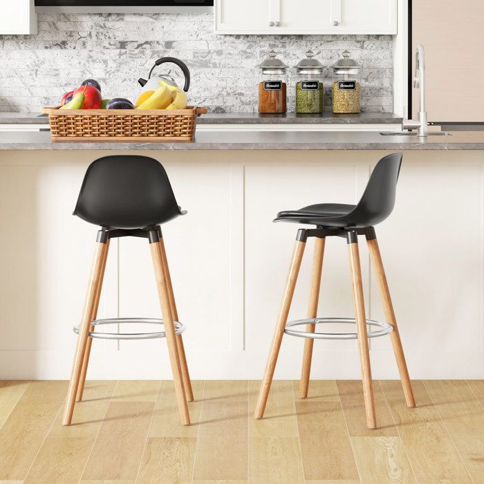 Lot de 2 tabourets de bar chaises de bar avec dossier et repose-pieds assise rembourrée 43 x 43 x 91 cm noir Lot de 2 tabourets de bar chaises de bar avec dossier et repose-pieds assise rembourrée 43 x 43 x 91 cm noir