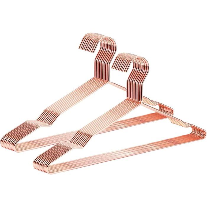 Cintres Metal Lot de 20 Rose Gold Acier inoxydable Antidérapant Cintre pour Chemises Vestes Pantalons Costumes et Jupes