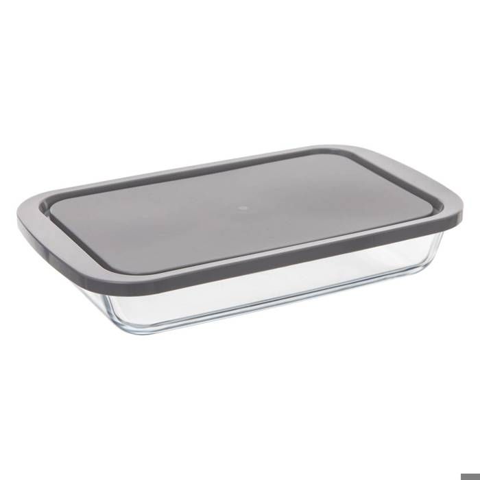 Plat Rectangulaire En Verre Borosilicate Avec Couvercle Silicone - 35x21cm, 2,2L, Micro-ondes Et Lave-vaisselle