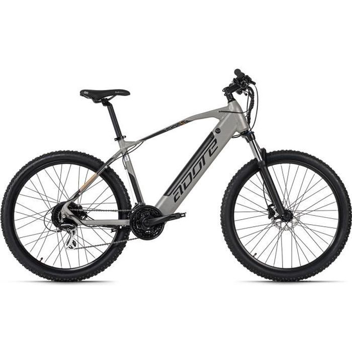 VTT semi rigide electrique 27 5 Aluminium Adore Raccoon Gris 250 Watt Batterie 36 V 14 Ah Li Ion 24 vitesses Cdiscount Sport