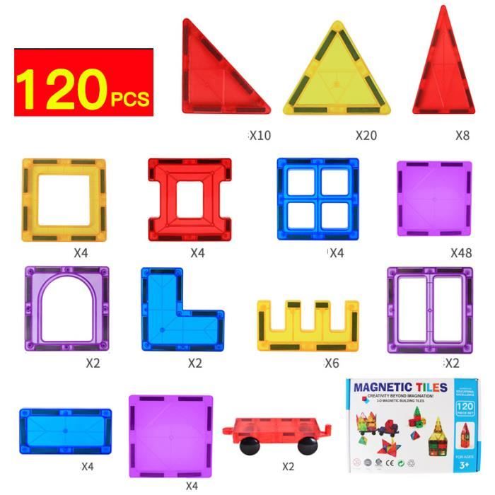 NlsqEU 120 Blocs Magnétiques Licorne – Construction Aimantée, 26 Motifs, ABS Puissant, Cadeau Filles 4-8 Ans, Avec Sac De Rangement
