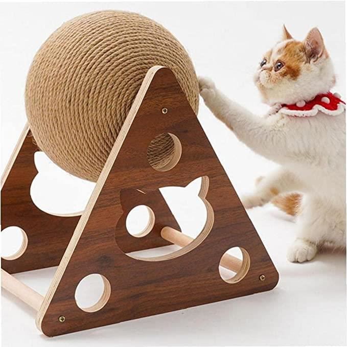 Comparer les prix de Boule À Rayures Chat 1pc, Chat Gratter Une Balle Naturelle Sisal Boatcher pour Chatons Drôle Chat Jouet