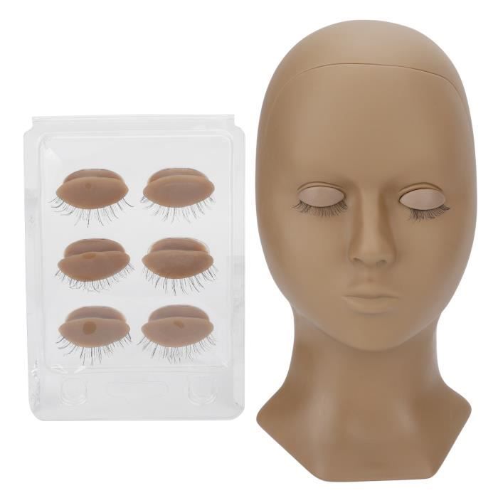 Lot De 2 Têtes Mannequin Silicone Pour Entraînement Extensions De Cils & Maquillage - Tête Plate Avec Trou Fixation - Pratique Cosmétologie