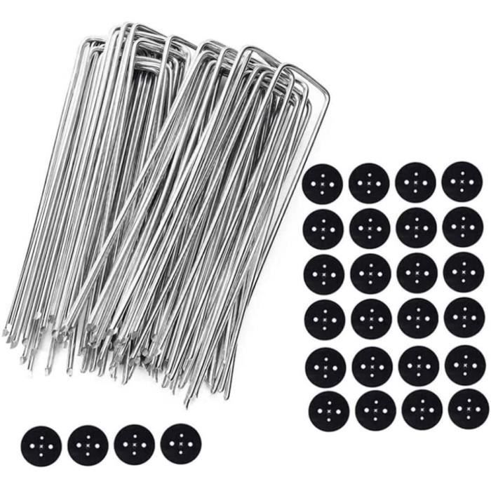 VINGVO Clou En Forme De U 50pcs Piquets De Jardin En Acier Galvanisé Piquets De Tente En Forme