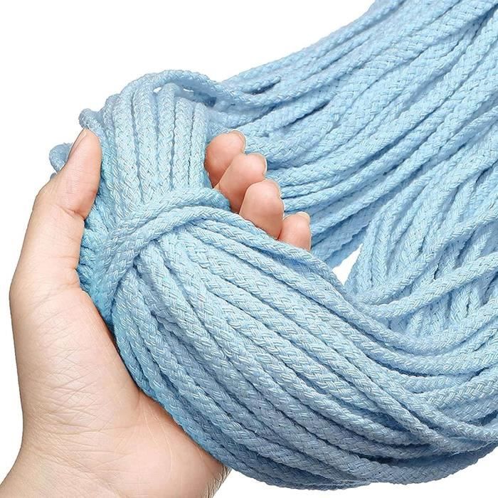 Corde Coton Naturel Bleu 4 Mm - 100 Mètres - Pour Macramé Et DIY