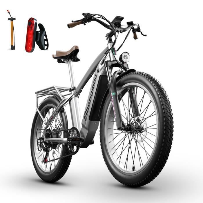 Shengmilo MX04 - Vélo Électrique Rétro - Bafang 1000W - Fat Bike 26 pouces - Samsung Batterie Amovible 48V15Ah - Argent