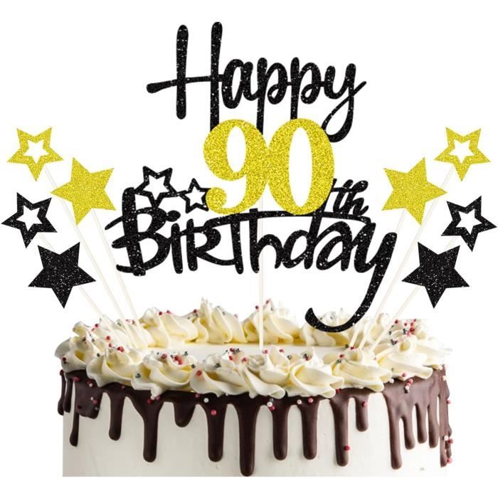 Decoration Gateau Anniversaire 90 Ans Happy Birthday 90Th Cake Topper ...