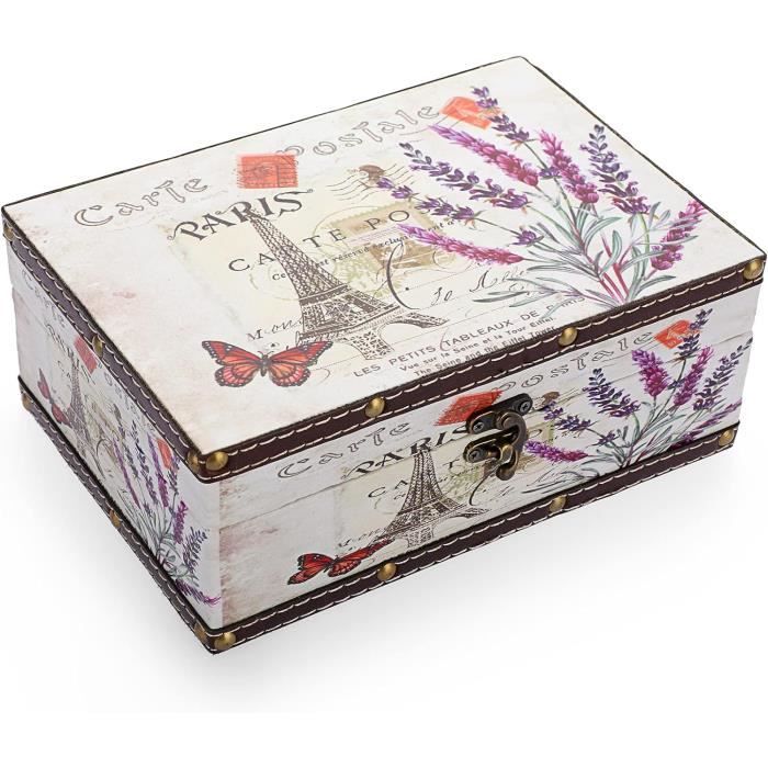 Coffret Cadeau En Bois - Coffre Au Trésor Avec Couvercle Laser - Fait Main