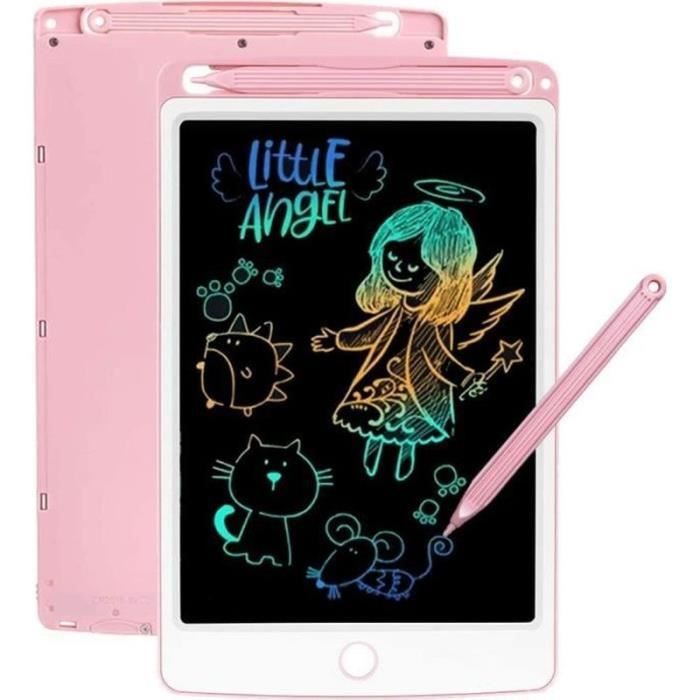 12 Pouces Tablette Dessin Enfant, Tablette d'écriture LCD Colorée, Ardoise Magique, Tablettes Graphiques avec Fonction de Verrouillage & D'effacement, Jouet Educatif de Filles et Garçons, Bleu+Rose