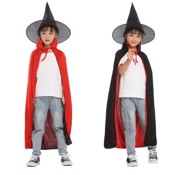 Capes Enfant Double Face – Avec Masques Citrouille – Cosplay Halloween, 70x70 Cm, Lavable En Machine, Fermeture Enfiler, Accessoire Carnaval