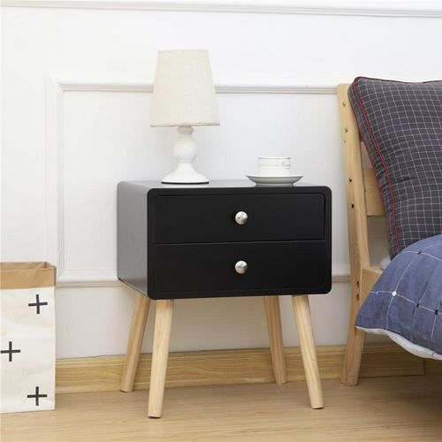Table De Chevet Scandinave Avec 2 Tiroirs De Rangement Table De