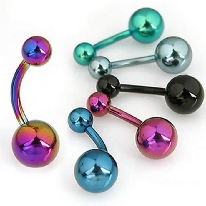 LYITZW 4 PCS Piercing Nombril 16G 8mm Acier Chirurgical CZ Perle