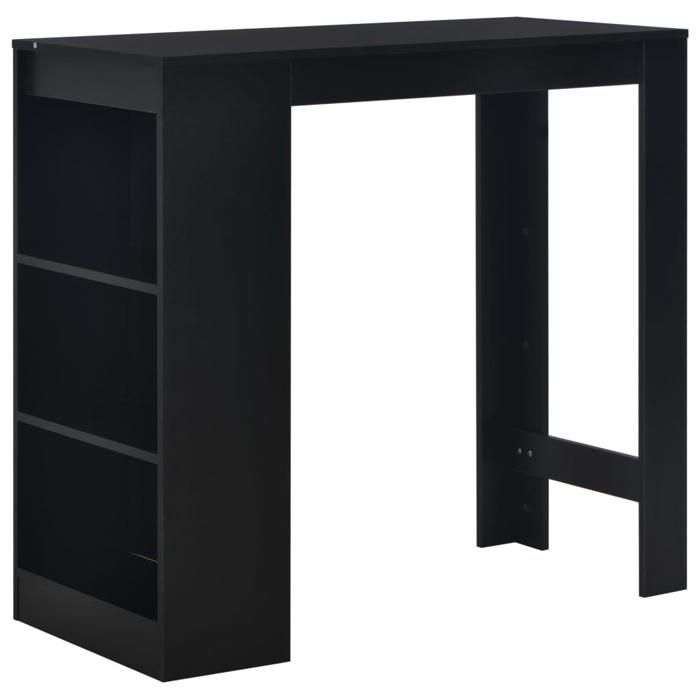 Table Haute Mange Debout Bar Bistrot Avec Etagere Noir 110 X 50 X