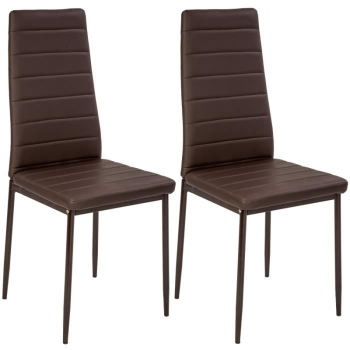 Chaises de salle à manger design marron - Helloshop26 - Lot de 2 - Simili - Contemporain - Intérieur