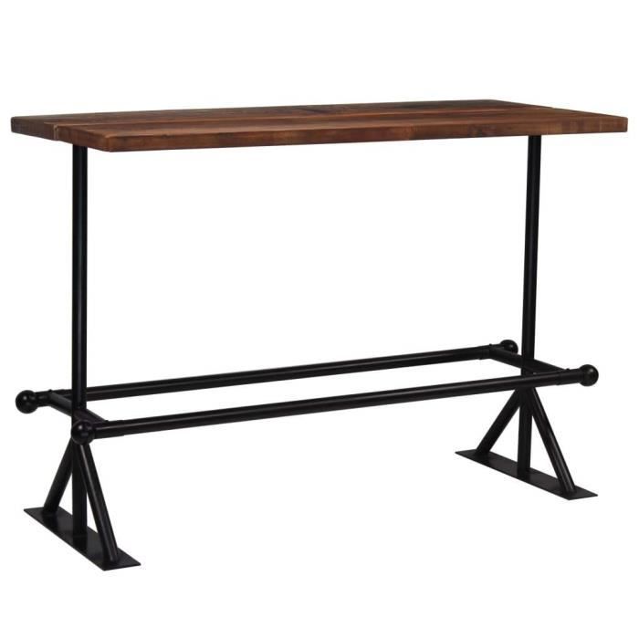 Table Haute Mange Debout Bar Bistrot Bois Massif De Recuperation Marron 150 X 70 X 107 Cm 0902086 Achat Vente Mange Debout Table Haute Mange Debout Bar Cdiscount