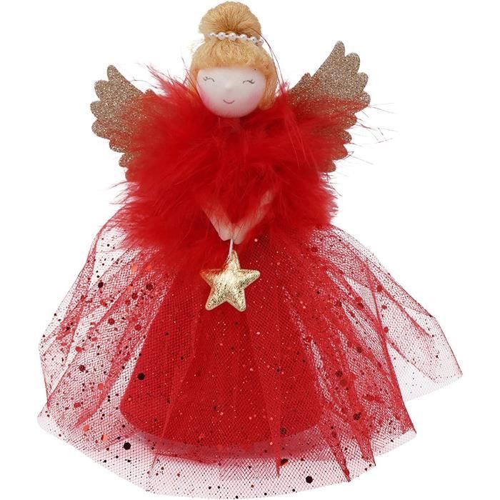 S Joy To The World Cimier de sapin de Noël en forme d'ange Rouge [85