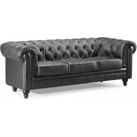 Canape Chesterfield Cuir 3 Places Noir Achat Vente Canape