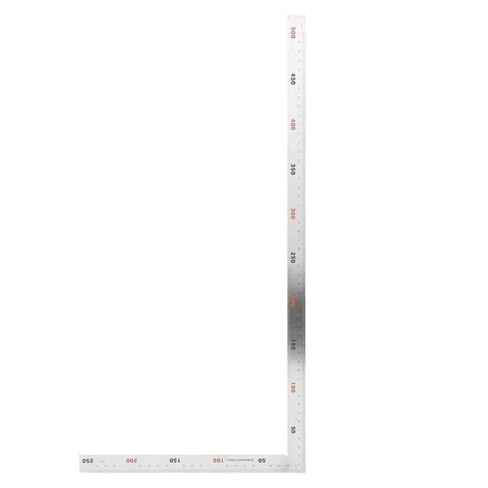Règle D'Angle Droit En Acier Inoxydable - Format L 500x250x2 Mm, Échelles Laser