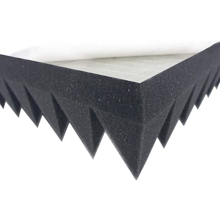 Mousse Pyramidale Auto-Adhésive 100x50x7 Cm - Isolation Acoustique Efficace Dibapur