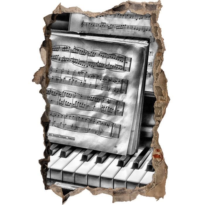 Monocrome, piano avec partition - ouverture du mur dans le regard 3D, la  taille de la vignette mur ou de porte: 62x42cm, décoration - Cdiscount  Maison