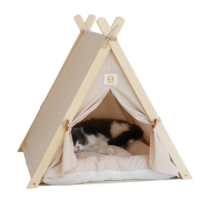 Tipi pour chien avec coussin épais, maisons pour chiens/chiots avec lit,  Tipi pliable et Portable pour chat, facile à assembler à l'intérieur et à  l'extérieur