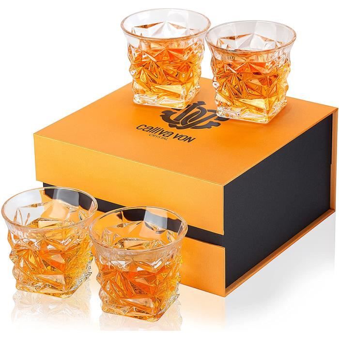 KANARS 4 Pièces Verres à Whisky, Verre A Whiskey En Cristal Pour Scotch