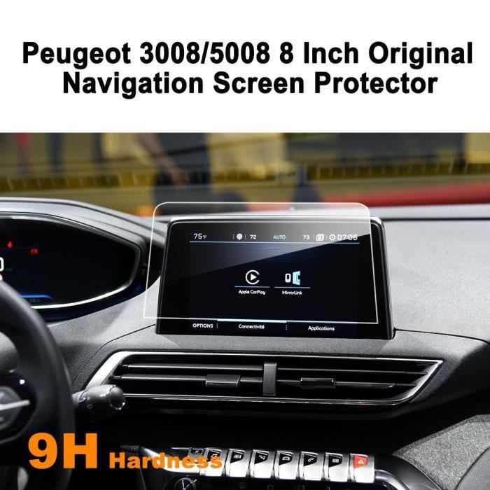 LFOTPP Peugeot 3008 5008 GT 8 Pouces Navigation Verre Trempé - Dureté 9H Film Protection GPS Nav Écran Protecteur Vitre