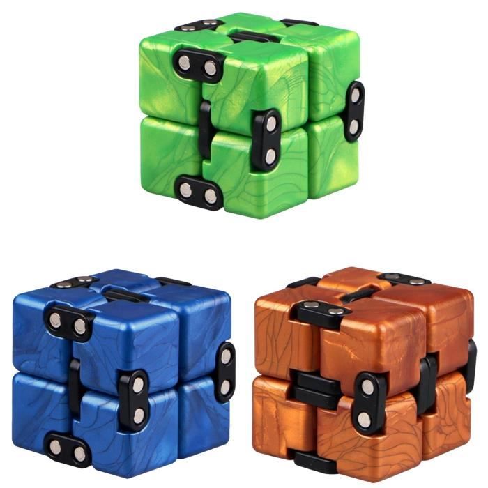 Steemjoey Pack 4 Jouets Fidget Anti Stress - Cube Infinity Flippy Bague Massage Doigts - Idéal TDAH ADD
