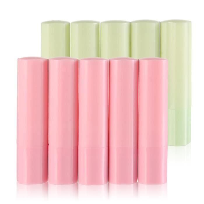 Tube De Rouge à Lèvres Carré Plastique Rose Et Vert8cm 10 Pièces