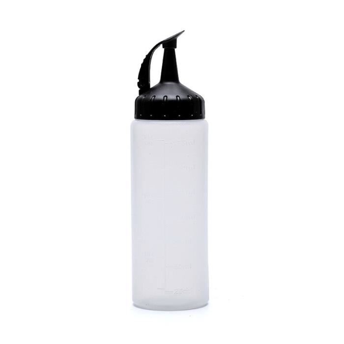 Lot De 4 Bouteilles à Presser 360 Ml – Transparentes, Goulot Large, Bouchon étanche – Pour Sauces, Huile, Vinaigrette