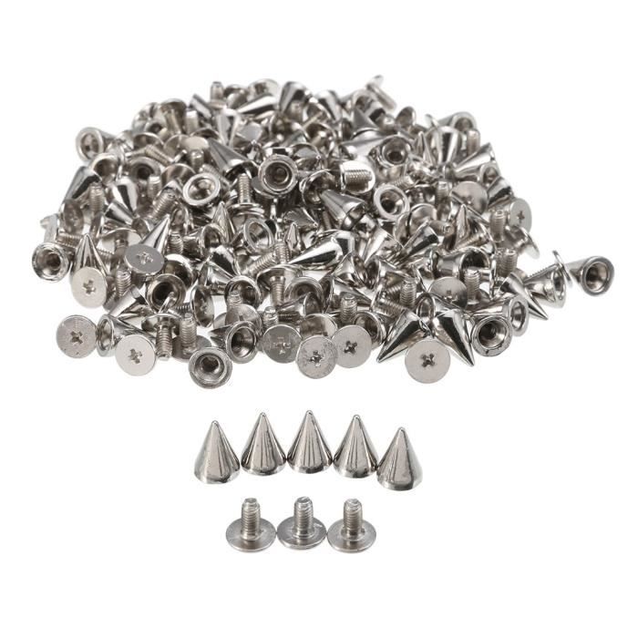 HURRISE rivets punk 7mm 10 ensembles de rivets et goujons à pointes en métal pour le bricolage