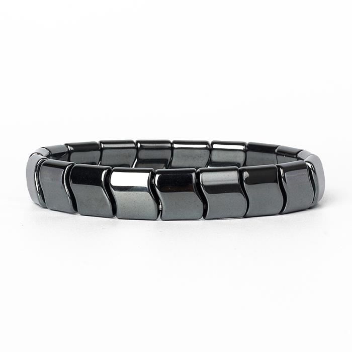 Bracelet masculin en hématites polies 100% naturelles & acier inoxydable gravé - NEW main image 1