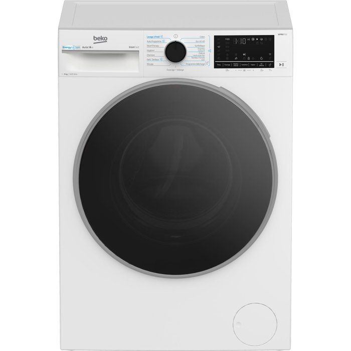 Lave-linge hublot BEKO B7WFU39411WDOS Série bPro 700 - 9 kg - Induction - L60cm - 1400 trs/min - Classe A - Autodose - Blanc - Beko