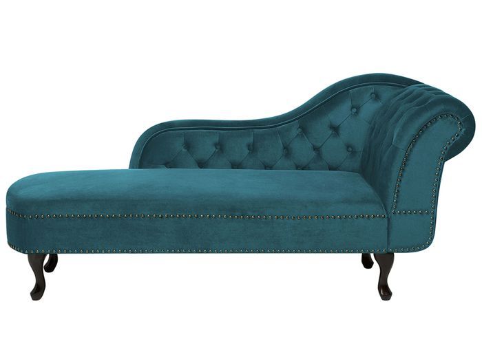 Méridienne Chesterfield en velours vert canard côté droit NIMES Méridienne Chesterfield en velours vert canard côté droit NIMES