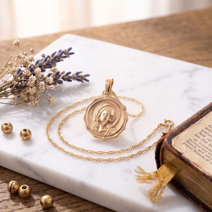 Collier Chaîne + Pendentif Vierge Marie Plaqué Or Vintage - Occasion - Sans Marque