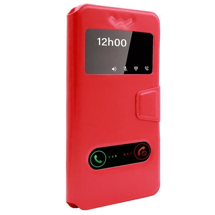 Coque compatible avec SAMSUNG GALAXY A8 2018 DS Double Fenetre Universelle Pochette Magnetique Rouge Cdiscount Telephonie